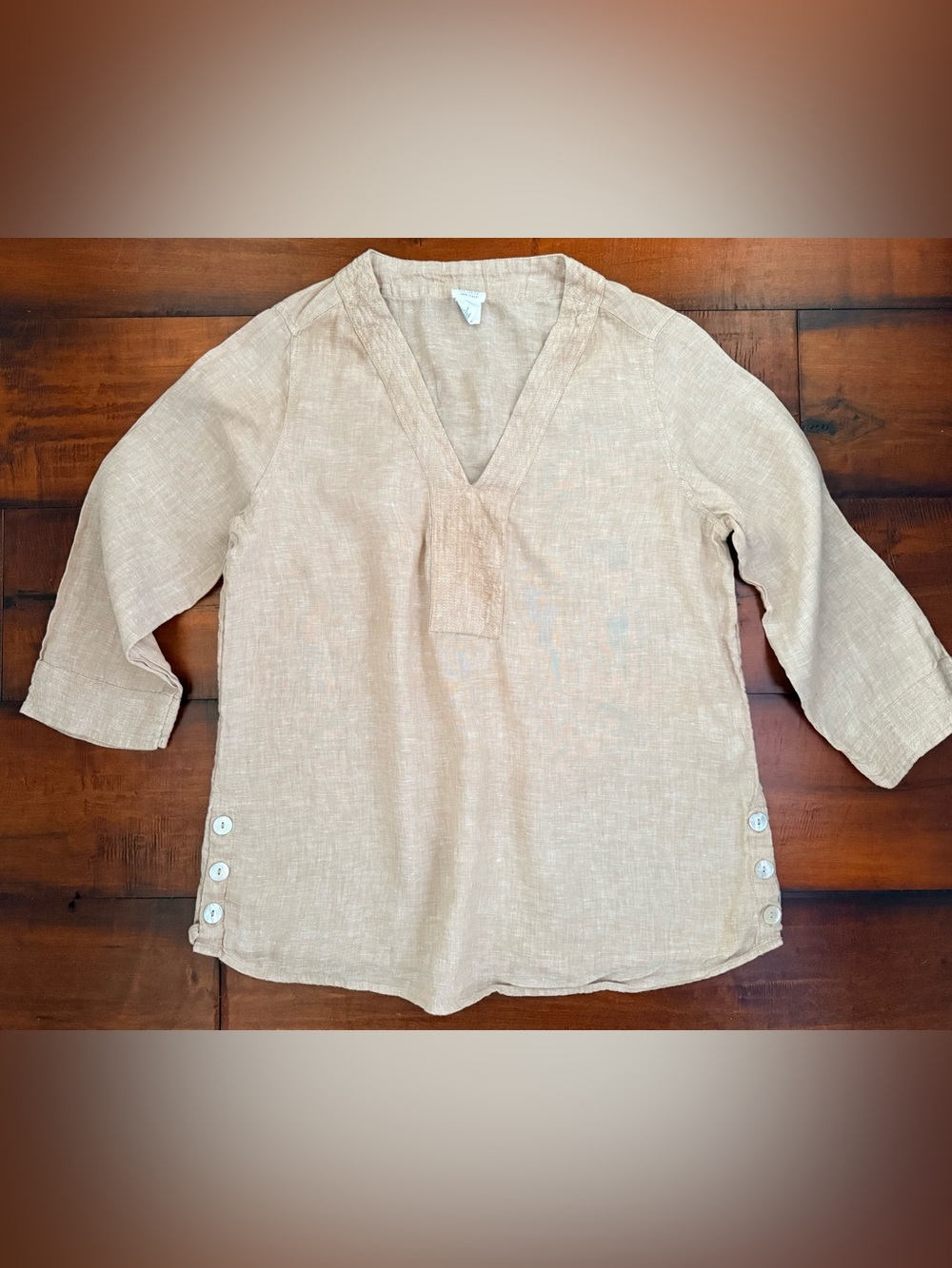 Sigrid Olsen Linen Top in Light Beige